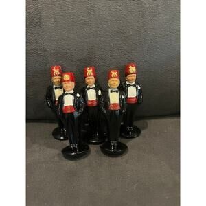 Vintage Cast Metal Shriners Red  Figures 3 7/8 Tall 1960s NOS- Shriner-Lot of 5